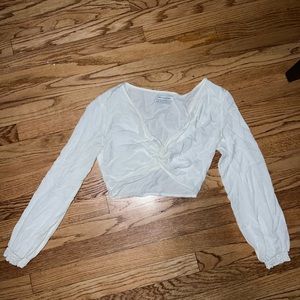 white cropped blouse